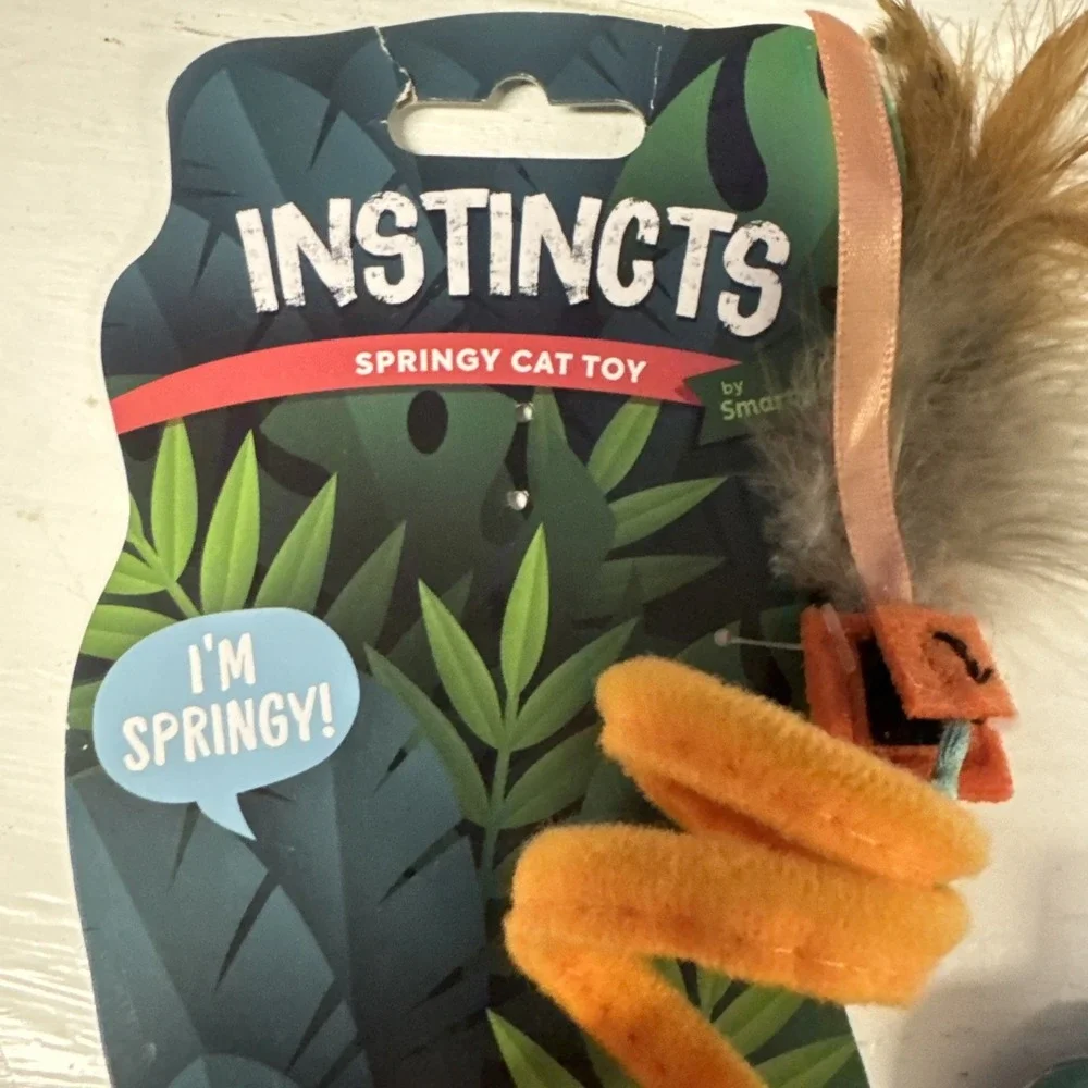 Lot Of 2 Smartykat Instincts CRAZY COiL + TRICKY TWISTER‎ Feather Plush Cat Toys